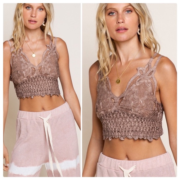 POL Other - POL Longline Mineral Wash Lace Bralette
